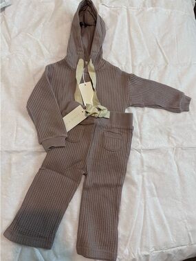 Jamie Kay Kids Matching Set in Mushroom with Cream Drawstring